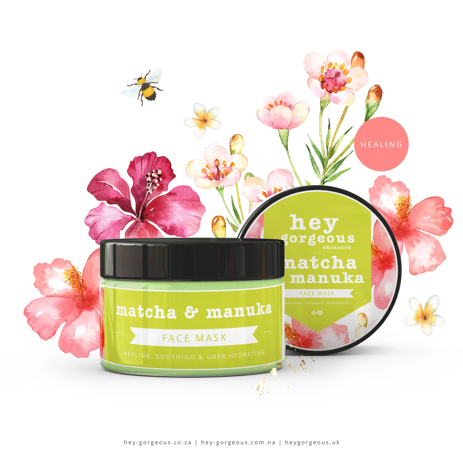 Hey Gorgeous Matcha & Manuka Face & Body Scrub With Brown Rice Flakes (200g)
