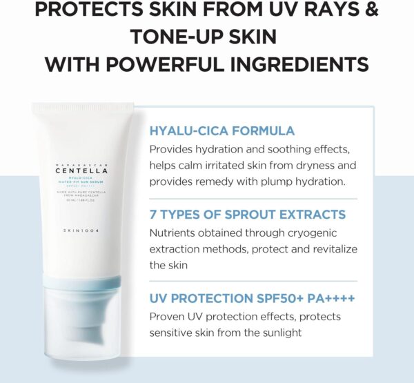 Skin1004 Madagascar Centella Hyalu-Cica Water Fit Sun Serum SPF50+ PA++++ - Image 2